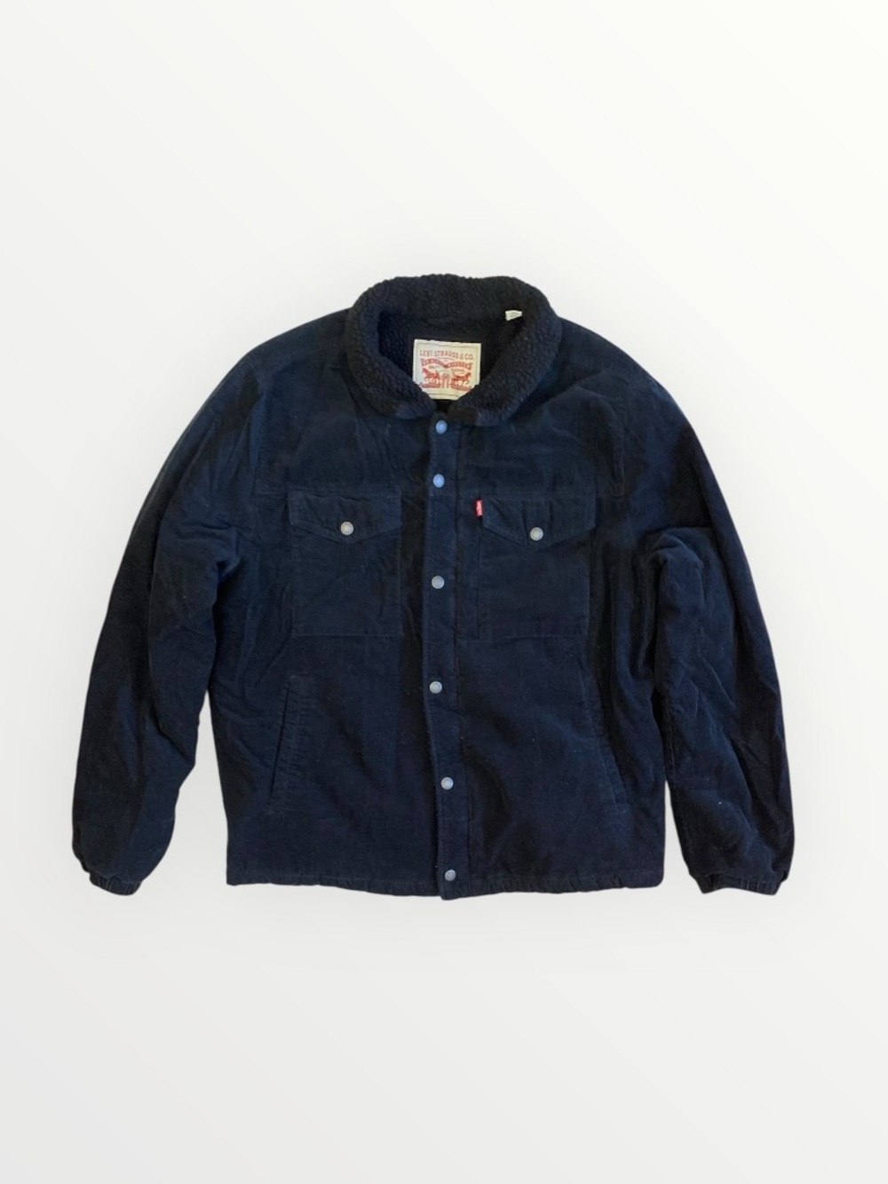 Levi’s Mens Black Sherpa-Lined Corduroy Trucker Jacket Size XL